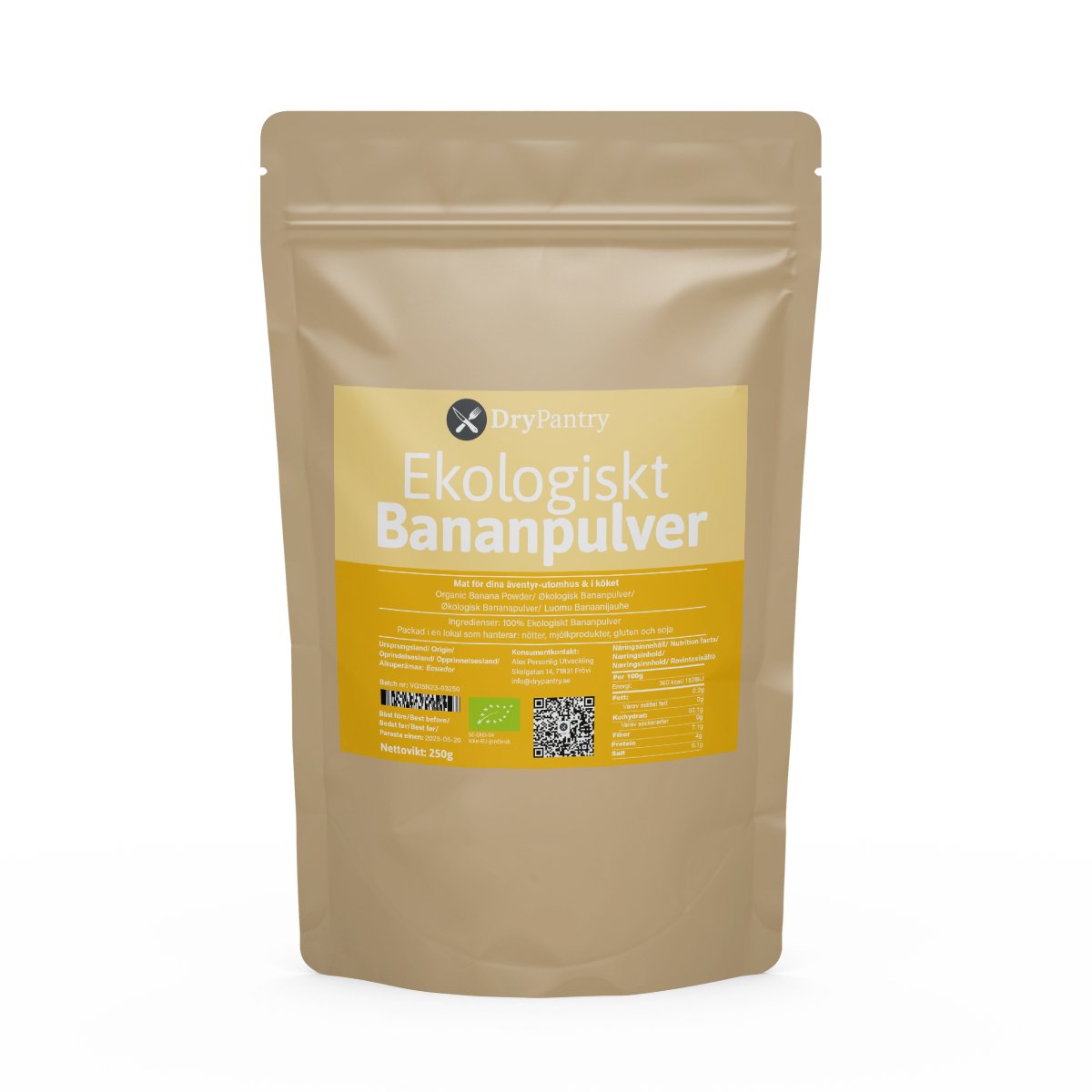 Bananpulver - Ekologiskt - DryPantry